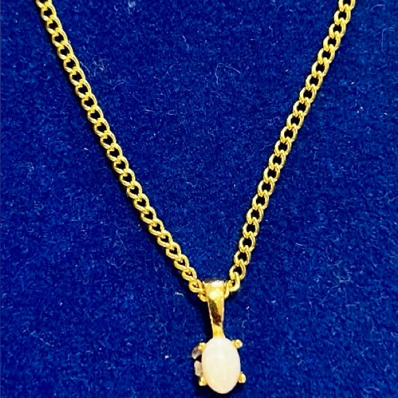 Gold Opal Pendant Necklace  Classic Oval Opal Charm